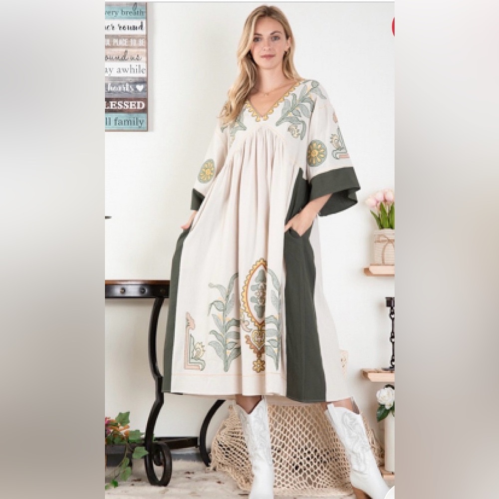Blue Velvet Floral Embroidered Maxi Dress - Picture 2 of 4